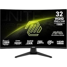 Belirtilmemiş Msi 31.5" Mag 321CQF E18, Monitör, Wqhd, 16:9, Curve 1500R, Rarid Va, 180Hz 0.5ms, Freesync