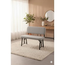 Parlazonhome Elfin Mutfak , Yemek Odası Bahçe Balkon Otel Restoran Kafe Bench, Puf, Sırtlı Bench -1 Adet Gri
