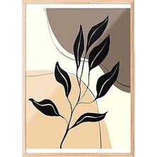 Belirtilmemiş Zestia Ahşap Çerçeveli Tablo, Siyah Yapraklar, Hat Çizimi Poster No: 107923 30 x 40