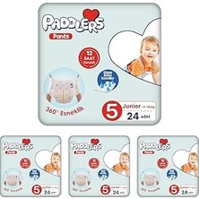 Belirtilmemiş Paddlers Külot Bebek Bezi 5 Numara Junior 24 Adet (11-18 Kg) Eko Paket (4 Paketi)