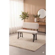 Parlazonhome Elfin Mutfak , Yemek Odası Bahçe Balkon Otel Restoran Kafe Bench, Puf, Sırtlı Bench -1 Adet Krem