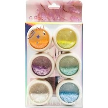 Belirtilmemiş Fontenay Tırnak Glitter Ayna Tozu, Krom Glitter, Manikür Tırnak Tozu 6'lı Set Çok Renkli