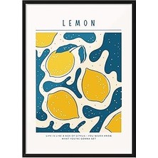 Belirtilmemiş Zestia Siyah Çerçeveli Tablo, Limon Deseni, Mutfak Dekoru, Stil Poster No: 106618 50 x 70