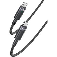 Belirtilmemiş Yesido 60W Type-C To Type-C Otomatik Şarj Kesme Özellikli Pd Hızlı Şarj Kablosu, 1.2 Metre