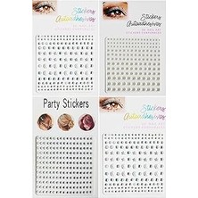 Belirtilmemiş Vücut Yüz Taşı Stickers Makyaj Taşı Yapışkan Festival Taşı Kristal Yüz Saç Taşları 4'lü Set,