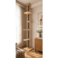 Pechi Skyclimb Premium – Yerden Tavana Ahşap Kedi Tırmalama ve Tırmanma Direği