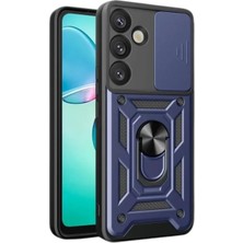 Nemere Mey Ithalat®  Samsung Galaxy S25 Fe Pars Lens Yüzüklü Silikon - Lacivert