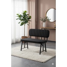 Parlazonhome Elfin Mutfak , Yemek Odası Bahçe Balkon Otel Restoran Kafe Bench, Puf, Sırtlı Bench -1 Adet Siyah