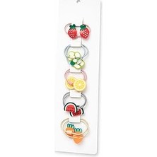 Belirtilmemiş Meyve Temalı Saç Lastiği Seti, Çilek Karpuz Limon Elma Havuç Desenli, Renkli, 5'li Paket, Çocuk Aks