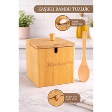Özbience Bambu Kapaklı Kaşıklı Tuzluk ve Şekerlik, Şık ve Fonksiyonel Mutfak Düzenleyici