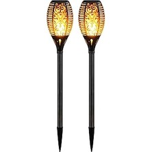Belirtilmemiş 2 Adet Alev Efektli Bahçe Lambası Solar Güneş Enerjili Otomatik Fotoselli Bahçe Patika Lambası H12