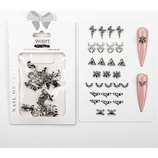 Belirtilmemiş 30LU Örümcek Yarasa Gotik Dizayn Metal Tırnak Süsleme Charm Nail Charm Taşları WN-503