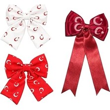 Belirtilmemiş Di̇cle Collecti̇ons 3'lü Saç Toka Seti, Kırmızı Beyaz, Saten, Ay Yıldızlı Türk Bayrağı Temalı, Tüm Sa