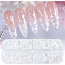 Belirtilmemiş Parlak Beyaz Tırnak Süsleme Folyo Pulları Karışık Dizayn Harfler Yıldızlar Nail