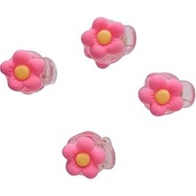 Belirtilmemiş Mini Kıskaç Toka, Çiçek Desenli 4’lü Set – Günlük Saç Aksesuarı, Pratik & Şık (Pembe)
