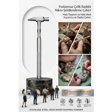 Transformacion Profesyonel Kuyumcu ve Saatçi Çekici - 19.5 cm Paslanmaz Çelik Başlıklı Mikro Şekillendirme Çekici - Alüminyum Tırtıklı Hassas Takı Tasarım ve Hobi Aleti 723312