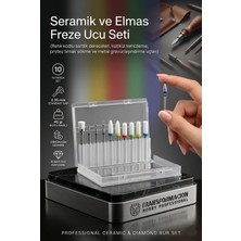Transformacion 10'lu Profesyonel Freze Ucu Seti - Seramik ve Elmas Protez Tırnak Sökme Kütikül Törpü Uçları - Metal Aşındırma ve Gravür Yazı Kalemi Uç Seti 723315