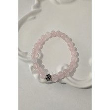 c-bhadu naturel Sertifikalı 8 mm Zirkon Taşı, Pembe Kuvars Doğaltaş Bileklik