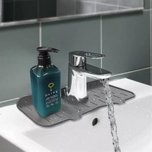 Renas Store Lavabo Için Silikon Esnek Mat Musluk Sapı Damlama Tutucu Raf Mutfak Tezgahı Sıçrama Koruma (5528)