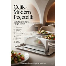 Transformacion Modern Peçetelik - Minimalist Metal Masaüstü Peçete Düzenleyici Standı - Ev, Kafe ve Restoran Tipi Şık Sunum Organizatörü Oval Paslanmaz Çelik 723324