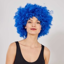 Renas Store Mavi Renk Kıvırcık Afro Bonus Peruk (5528)