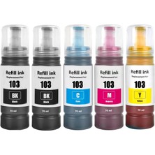 2 Siyahlı 103 Muadil Mürekkep Epson Ecotank L3111 Yazıcı Uyumlu 70 ml Renkli