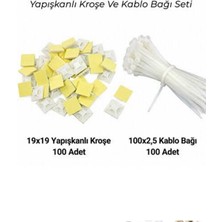 Maasco Yapışkanlı Kroşe Kablo Bağı Seti Kroşe Cırt Seti 200 Parça