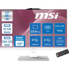 MSI Msı Modern AM242P Intel Core 5 120U Upto 5.0ghz 16GB Ddr5 256GB SSD 23.8" Fhd (1920X1080) IPS Freedos Beyaz Allınone Bilgisayar W2089XEUF01+ZETTAUSBBELLEK