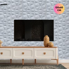 Bella Carpeti 3D Kabartmalı Büyük Boy Yeni Nesil 3D Pvc Duvar Paneli Elmas Model Beyaz Renk 120X60CM