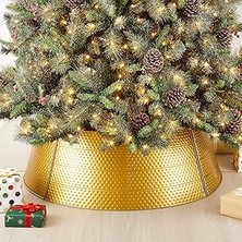 Belirtilmemiş Glitzhome Ayarlanabilir Dövülmüş Metal Noel Ağacı Yaka Süslemeleri, 40" D, Altın, Büyük (GH31066)