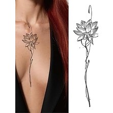 Belirtilmemiş Minimalist Lotus Çiçeği Geçici Dövme Su Geçirmez 1 Ay Kalıcı Gerçekci Görünüm Geçici Unisex Dövme