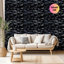 Bella Carpeti 3D Kabartmalı Büyük Boy Yeni Nesil Pvc Duvar Paneli Elmas Model Siyah Renk 120X60CM