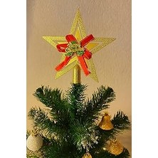 Belirtilmemiş Yılbaşı Ağacı Yıldızı Gold Kurdelalı Merry Christmas Yazılı Yılbaşı Süsü
