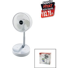 Renas Store Masa Üstü Vanti̇latör USB Şarjli Katlanir Fan=16.4cm - Uzayan AYAK=12.5-19CM 180 Derece Dönebi̇len Te