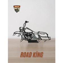 Diecast Harley Road King Masa Dekoru – Klasik Cruiser Motor Figürü/silüeti