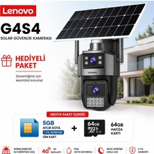 Lenovo G4S4 4g Solar Güvenlik Kamerası + 1 Yıl 5gb Sım + 64GB Hafıza Kartı Hediyeli Paket