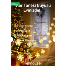 Eser Ticarett Kar Tanesi LED Işık Zinciri Dekoratif Gece Lambası USB Bağlantılı Pencere Süsleme Işığı