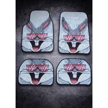 Işıltı Design Bugs Bunny Beyaz Dekor Paspas A Kalite Baskılı Oto Halı Paspas Takımı 4 Takım Ön Arka Takım