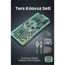 Zenvia 20 Parça Profesyonel Metrik Ters Kılavuz ve Pafta Seti M3-M12 - Hassas Diş Açma ve Onarım Takı