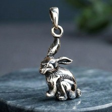 Ebrar Silver Gümüş Tavşan Kolye Ucu 925 Ayar Gümüş Tavşan Figürlü Unisex Kolye Ucu
