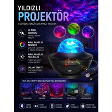 Astraltech Galaxy Efektli LED Gece Lambası Projektörü Bluetooth Bağlantılı