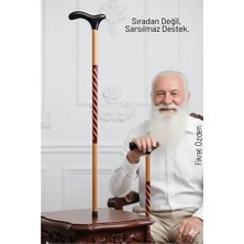 Zenvia El Işçiliği Ahşap Baston - 93 cm Özel Işlemeli, Ergonomik Derbi Başlıklı Şık ve Dayanı
