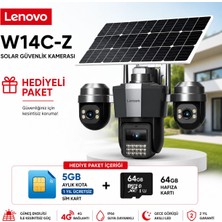 Lenovo W14C-Z 4g Solar Güvenlik Kamerası + 1 Yıl 5gb Sım + 64GB Hafıza Kartı Hediyeli Paket