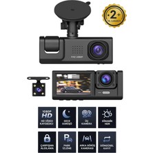 Renas Store 1080P Wifi Full Hd Araç Içi Kamera Arka Ön Iç Kayıt 3 Kamera Gece Görüşlü Gsensör Geniş Açı