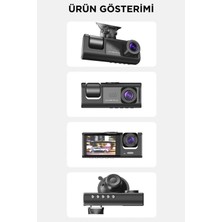 Renas Store Ta-01 Siyah 1080P Araç Içi 3 Kameralı LCD Ekranlı Gece Görüşlü , G-Sensör , Geri Görüş Kamera