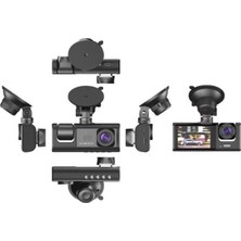 Renas Store Ta-01 Siyah 1080P Araç Içi 3 Kameralı LCD Ekranlı Gece Görüşlü , G-Sensör , Geri Görüş Kamera