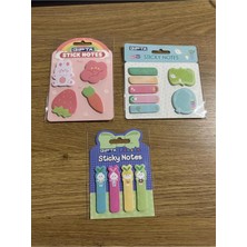 Mikasso Baskılı  Desenli Yapışkanlı Notlar Karışık Ölçü  3 Takım ( Postit ) Set 2 Yapışkanlı Not Kağıdı