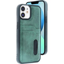 Zenvia Znv Apple iPhone 11 Kılıf Sara Kartvizitli Deri Kılıf - Koyu Yeşil ZNV2029