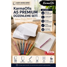 Mikasso A5 Premium Düzenleme Seti 100 Yaprak Çizgisiz 4 Delikli Kağıt + 25 Poşet Dosya + 8 Renk Ince Uçlu Tü