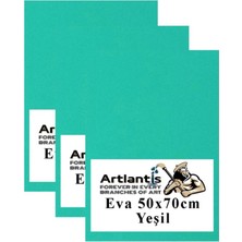 Mikasso Yeşil Eva 50X70 cm 3 Adet Eva Süngeri Okul Kreş Anasınıfı Elişi Etkinlikleri